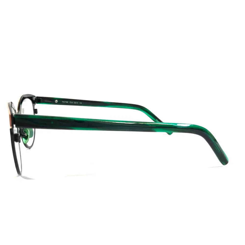 Tom Davies Eyeglasses Frames TD740 Col. 2215 Black Green Rose Gold 51-15-140